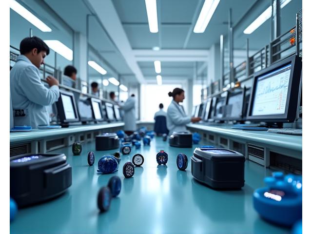 Laboratorio de pruebas con equipos de medición y varios gadgets de salud.